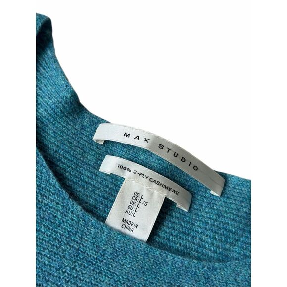 Max studio Cashmere Sweater Top Large Blue - Picture 3 of 8